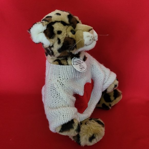 Build A Bear Workshop Collectibear Leopard White Knit Sweater - Picture 11 of 13